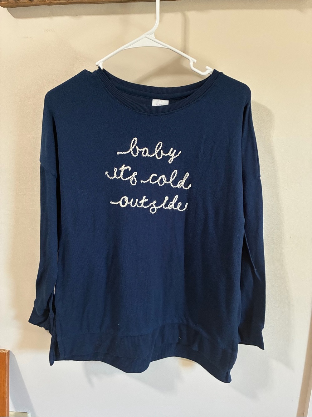 Secret Treasures Navy Long-Sleeve Top with White Script
